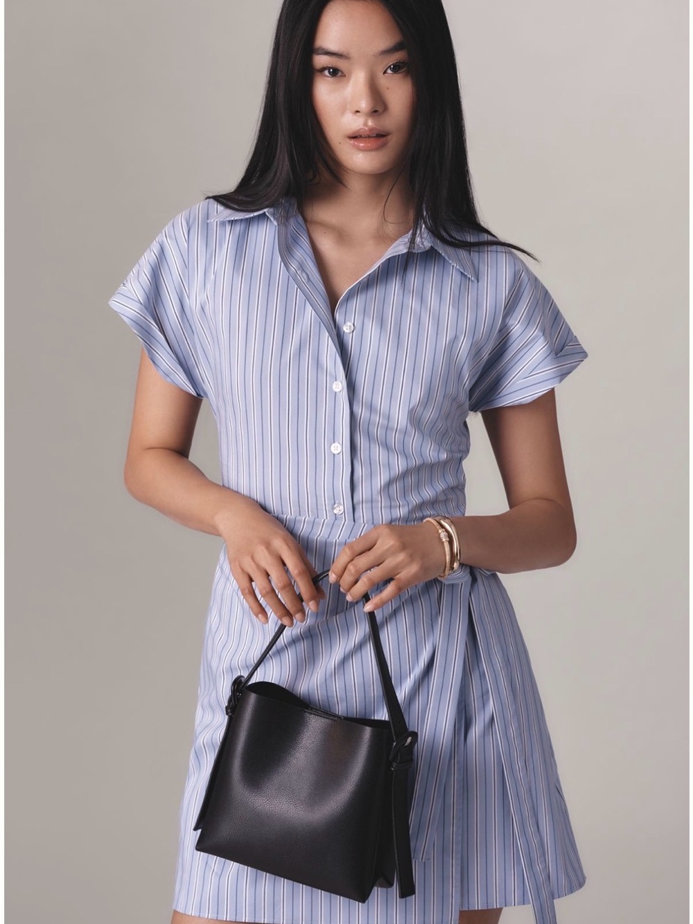 Anthropologie Mave Button-Front Wrap Mini Shirt Dress